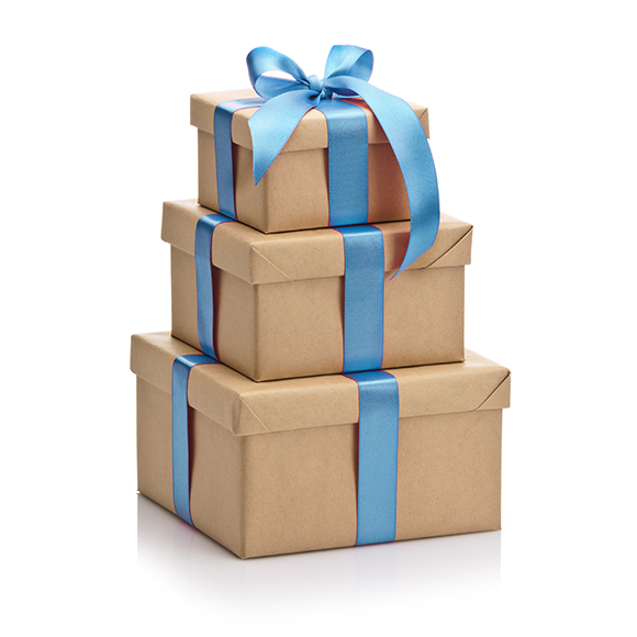 Photos of presents with a blue ribbon - M&N Insurance