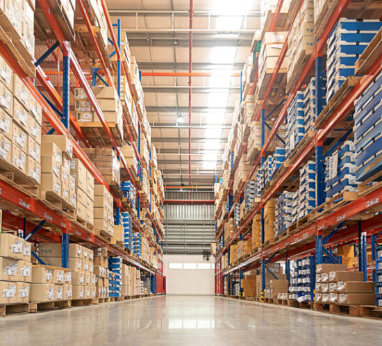 Photo of rows of shelves in a warehouse - M&N Insurance